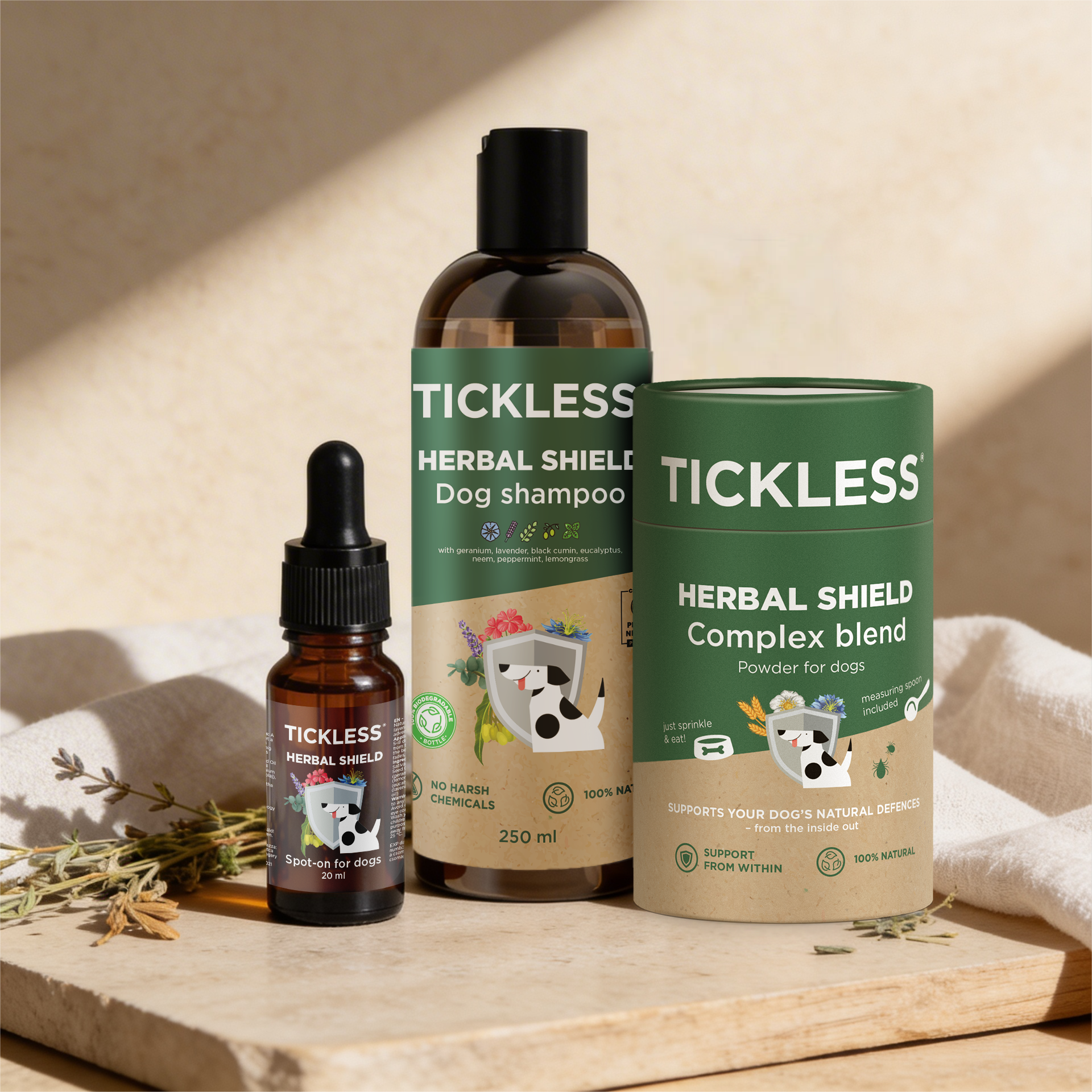 Tickless Herbal Shield természetes termékcsalád